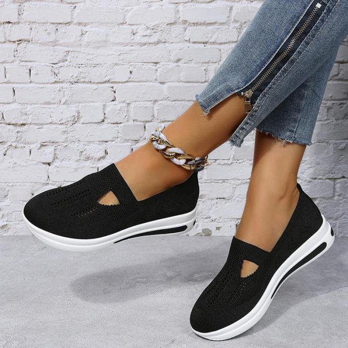 Women Knit Mesh Casual Slip On Comfort Flat Shoes