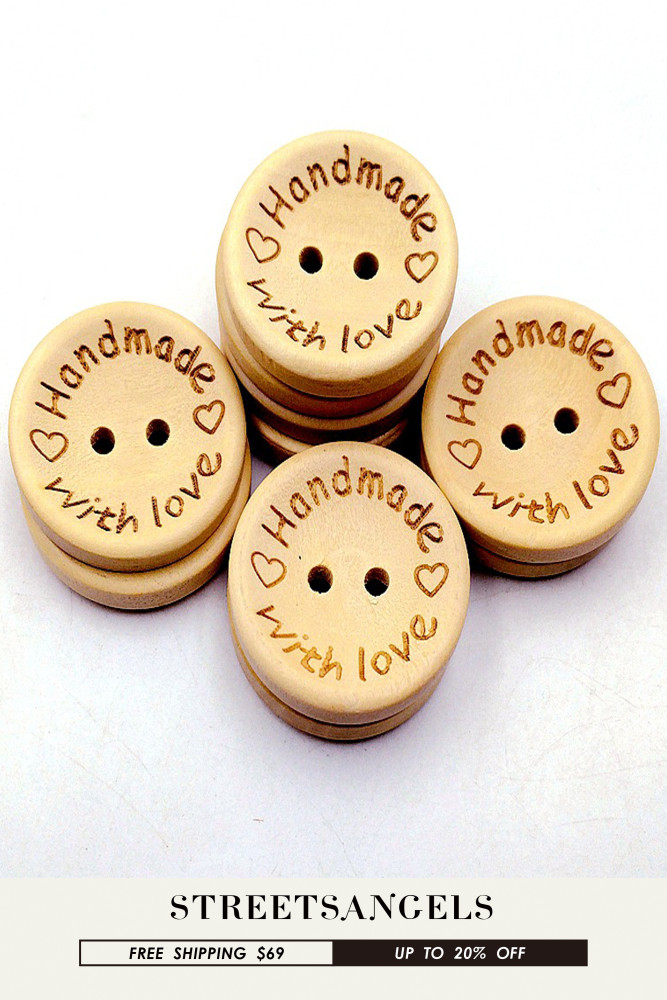 2 Hole Natural Wooden Buttons Scrapbook Craft DIY Accessories