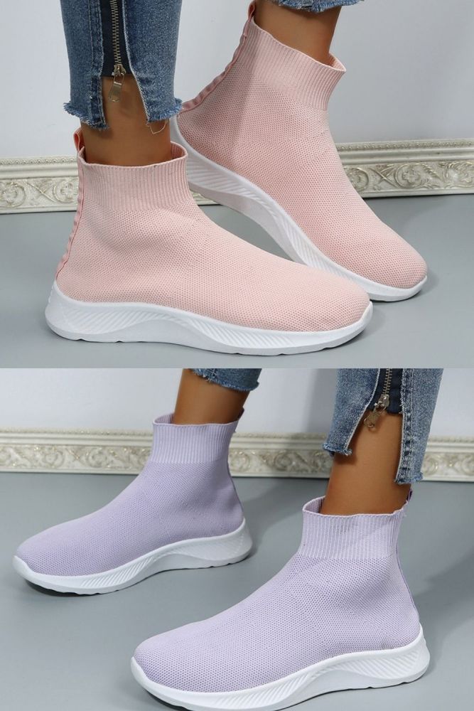 Women Knit Slip on Breathable Platform Sneakers