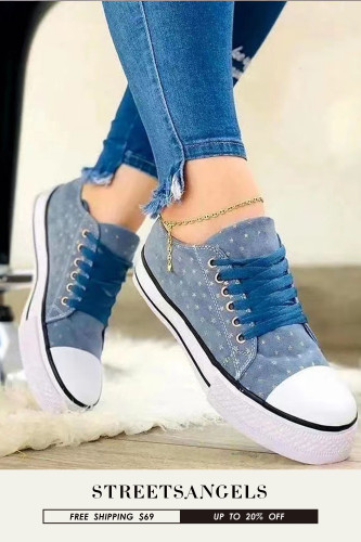 Women's Casual Low-top Lace-up Printing Canvas Shoes