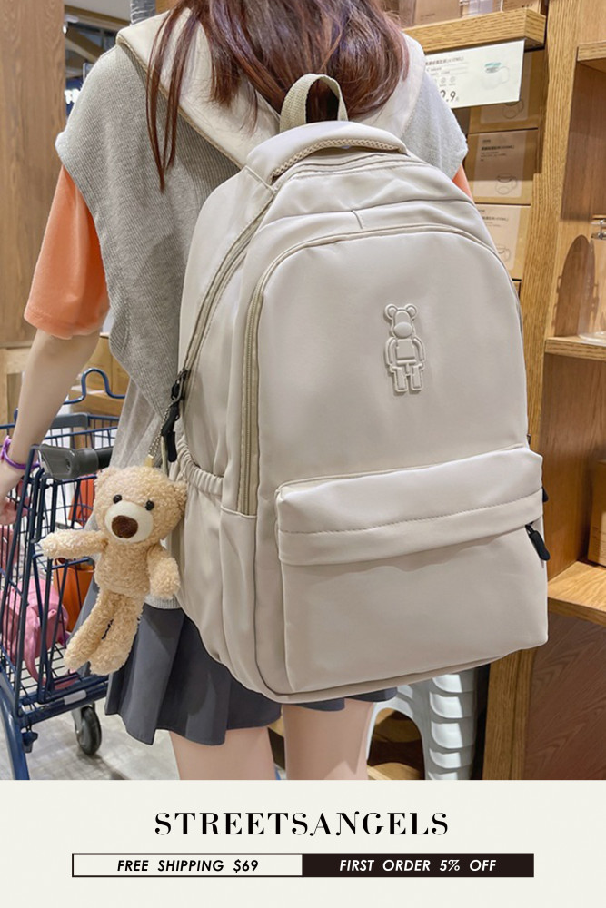 Student Korean Version Large Capacity Solid Color Casual Backpack Bags