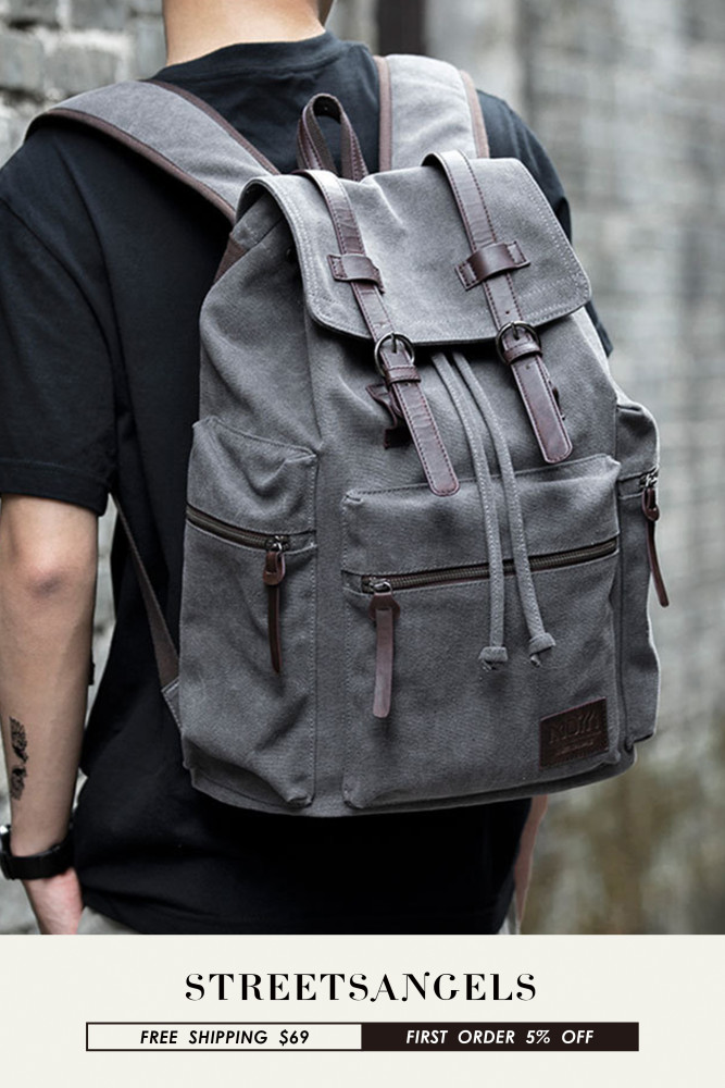 Men's Canvas Simple Large Capacity Travel Computer Backpack