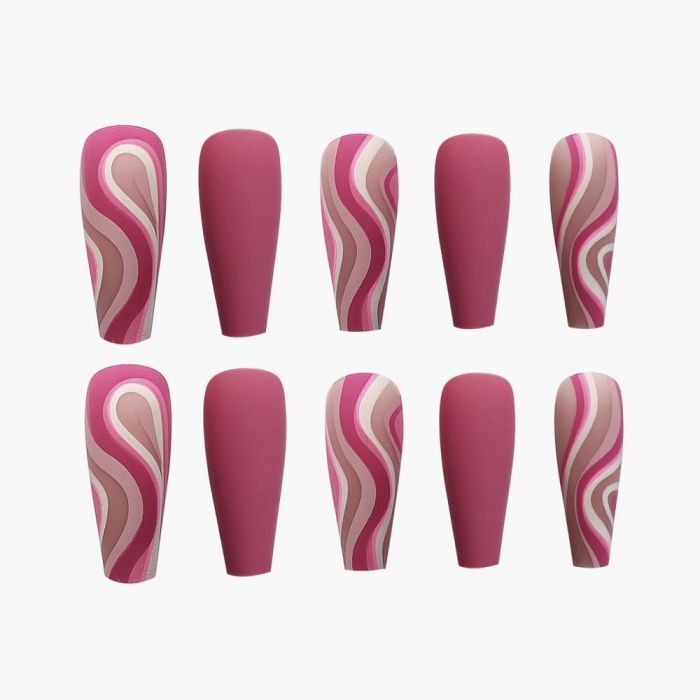 24 Pieces/Box Extra Long Frosted Ripple Wearable Ballerina False Nails