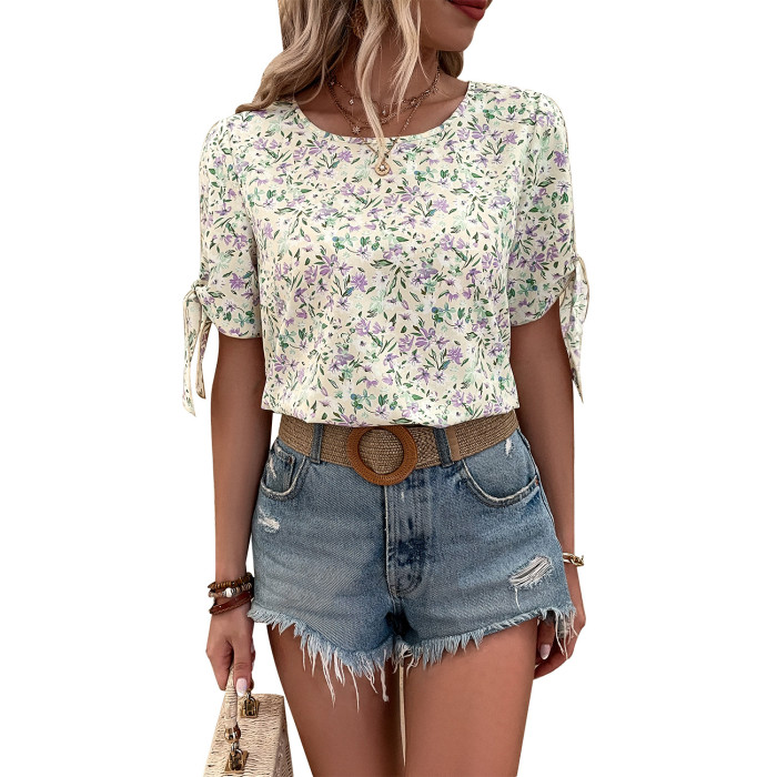 Women's Top Fashion Comfortable Casual Floral Round Neck Shirts