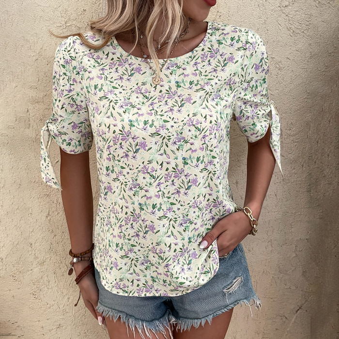 Women's Top Fashion Comfortable Casual Floral Round Neck Shirts