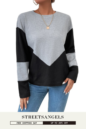 Women's Comfortable Casual Simple Stitching Loose Round Neck  Sweaters