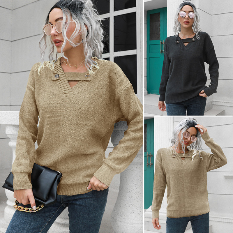 Women Chest Strap Hollow-out Fashion Sweaters