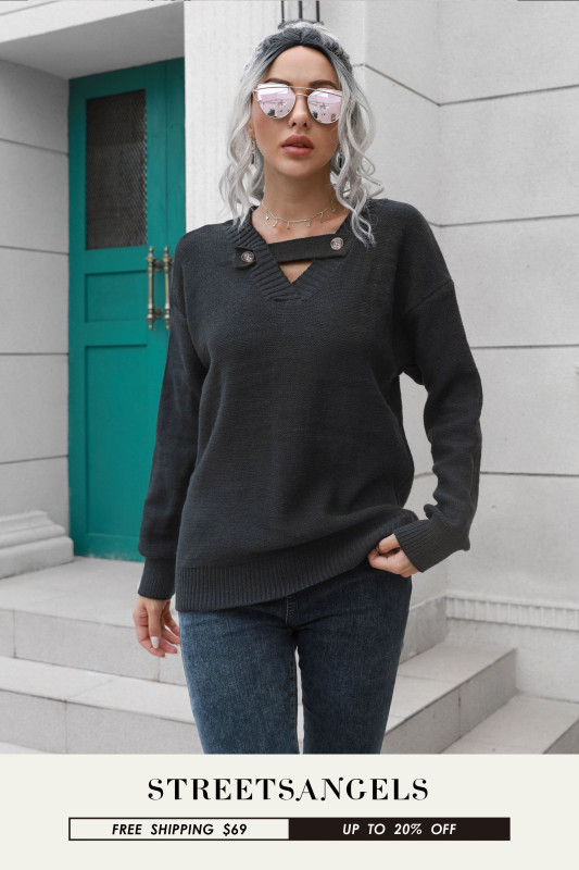 Women Chest Strap Hollow-out Fashion Sweaters