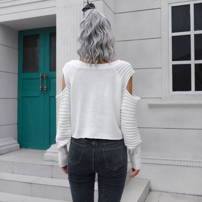 Woman Sexy Hollow Out Off Shoulder Sweaters