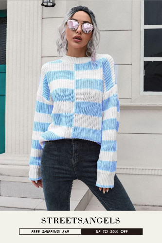 Women's Fashion Striped O-neck Loose Sweater