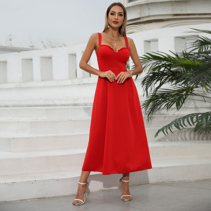 Elegant Red Midi Dresses
