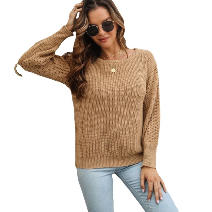 Women's Loose Hollow Sleeve Stitching Sweaters