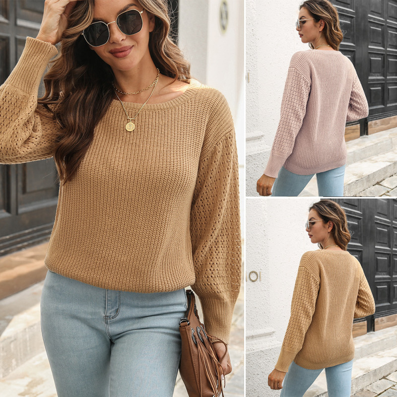 Women's Loose Hollow Sleeve Stitching Sweaters