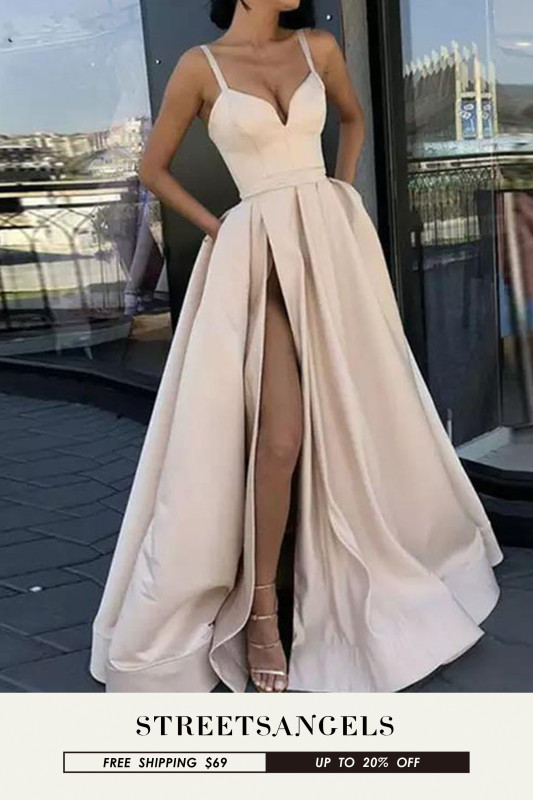 Fashion Solid Color Thin Strap Tube Top Thin  Prom Dress