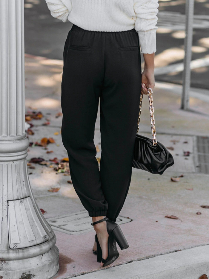 Women's Fashion Casual Street High Waist Elastic  Pants