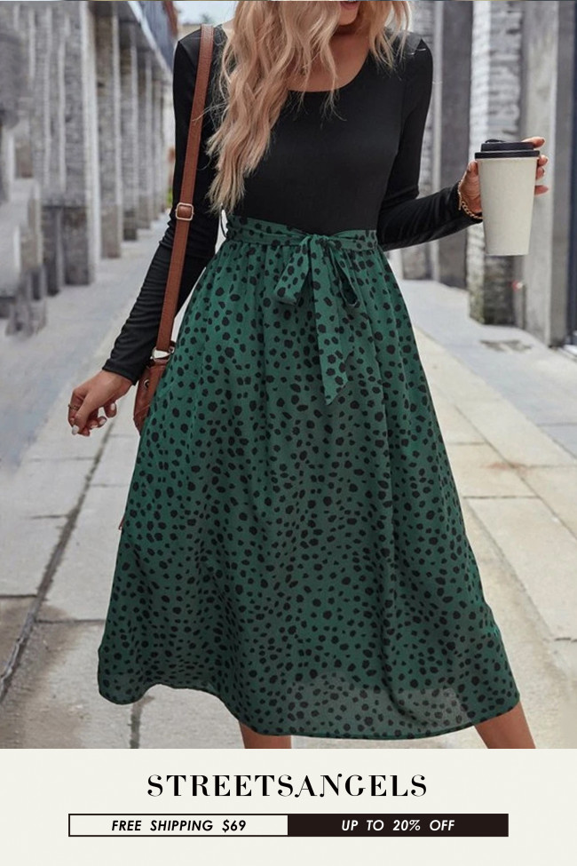 New Fashion Temperament Retro A-line Sexy Lace-up  Midi Dress