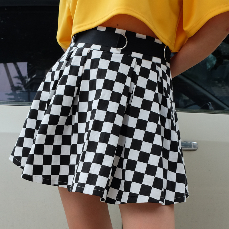 Fashion Plus Size Pleated Plaid Harajuku High Waist Mini Skirts