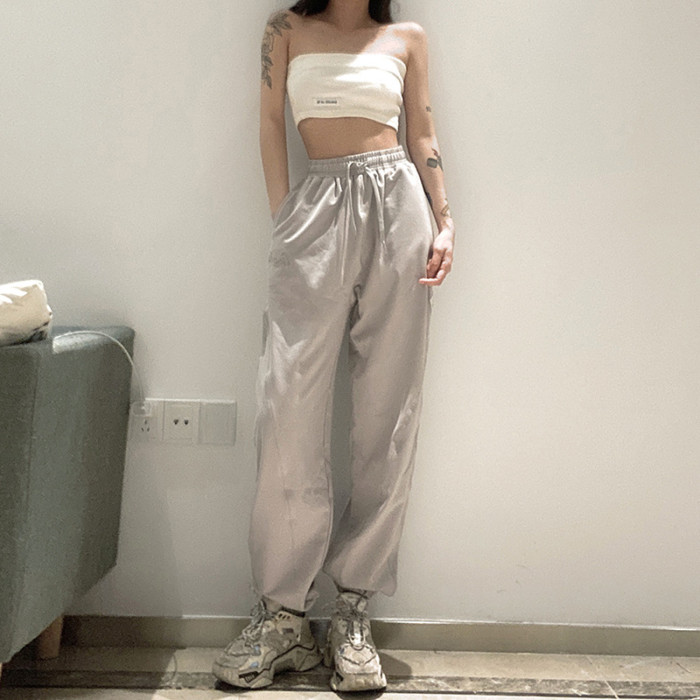 Women's Drawstring Loose Casual High Waist Street Track Pants