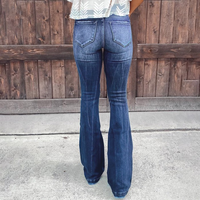 Women's Straight Fashion Ripped High Waist Versatile Slim Retro Jeans