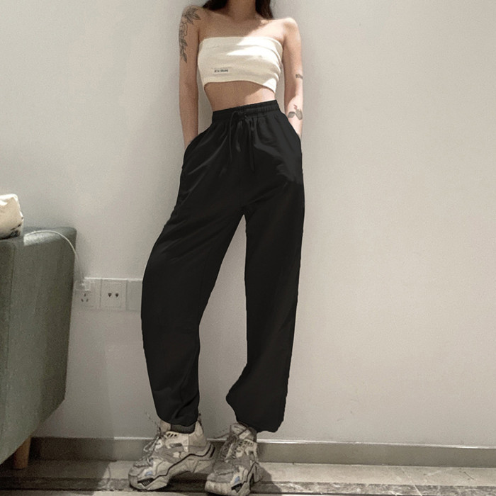 Women's Drawstring Loose Casual High Waist Street Track Pants