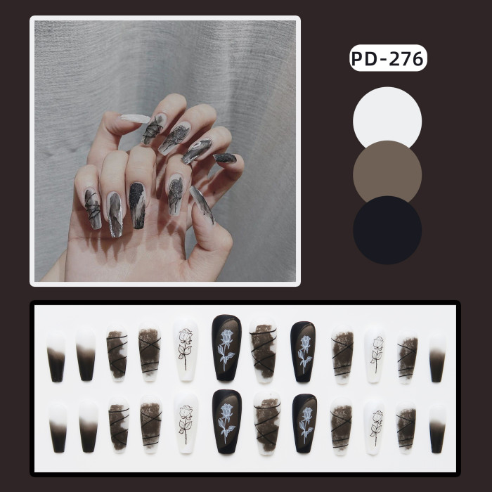 Fashion Halloween  Fairy Mourning Black Butterfly Long Frosted Detachable Nails