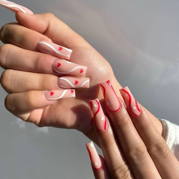 24-Pack Rose Pattern Red Glossy Ballet Full Coverage Nail Stickers