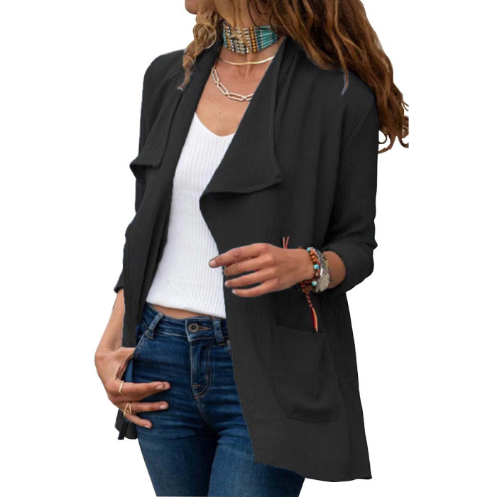 Women's Fashion Solid Color Long Sleeve Casual Versatile Coats