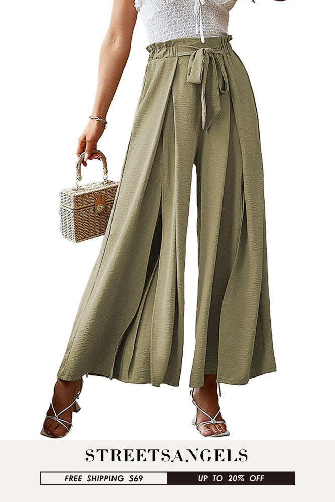 Women's Casual Solid Color High Waist Loose Long Wide Leg Pants