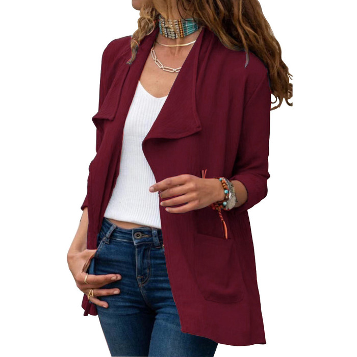 Women's Fashion Solid Color Long Sleeve Casual Versatile Coats