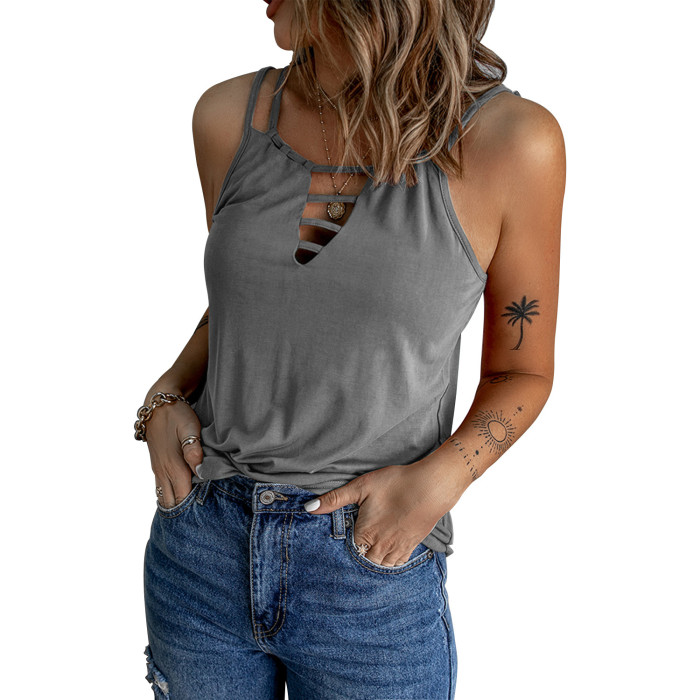 Women's Sexy Cutout Double Shoulder Sling Casual  Camisole Top