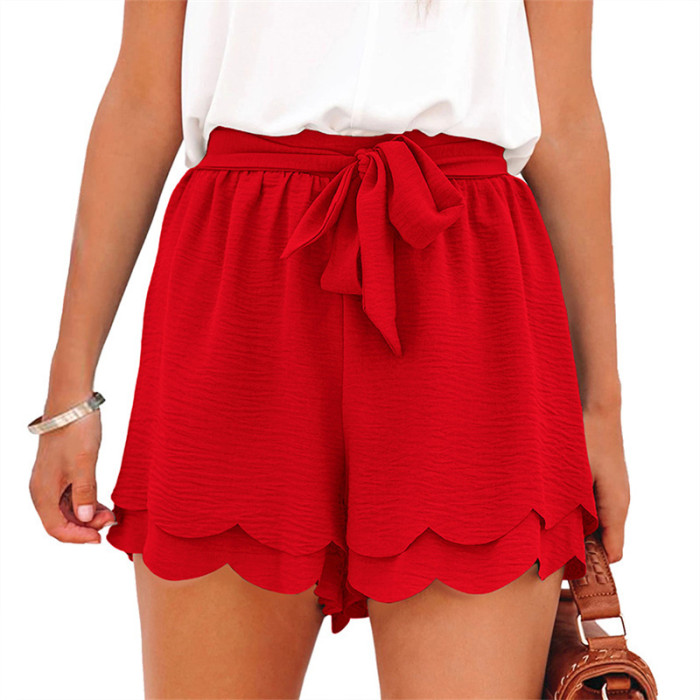 Women's Casual Solid Color High Waist Straight Shorts