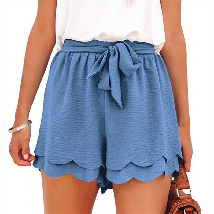 Women's Casual Solid Color High Waist Straight Shorts