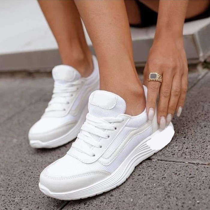 Women's Casual Mesh Breathable Lace-up Platform Sneakers