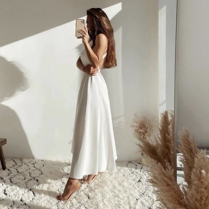 Sexy White Sleeveless Fashion Boho Party Fashion  Maxi Dress