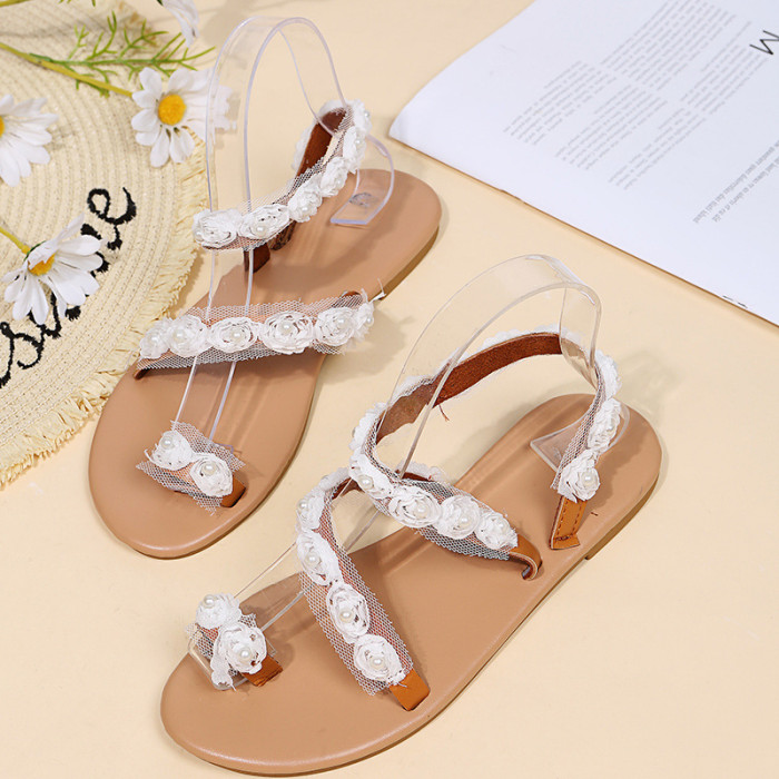 Women's Fashion Open-toe Flower Decoration Sandals