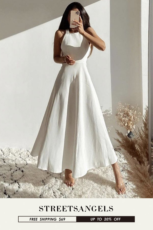 Sexy White Sleeveless Fashion Boho Party Fashion  Maxi Dress