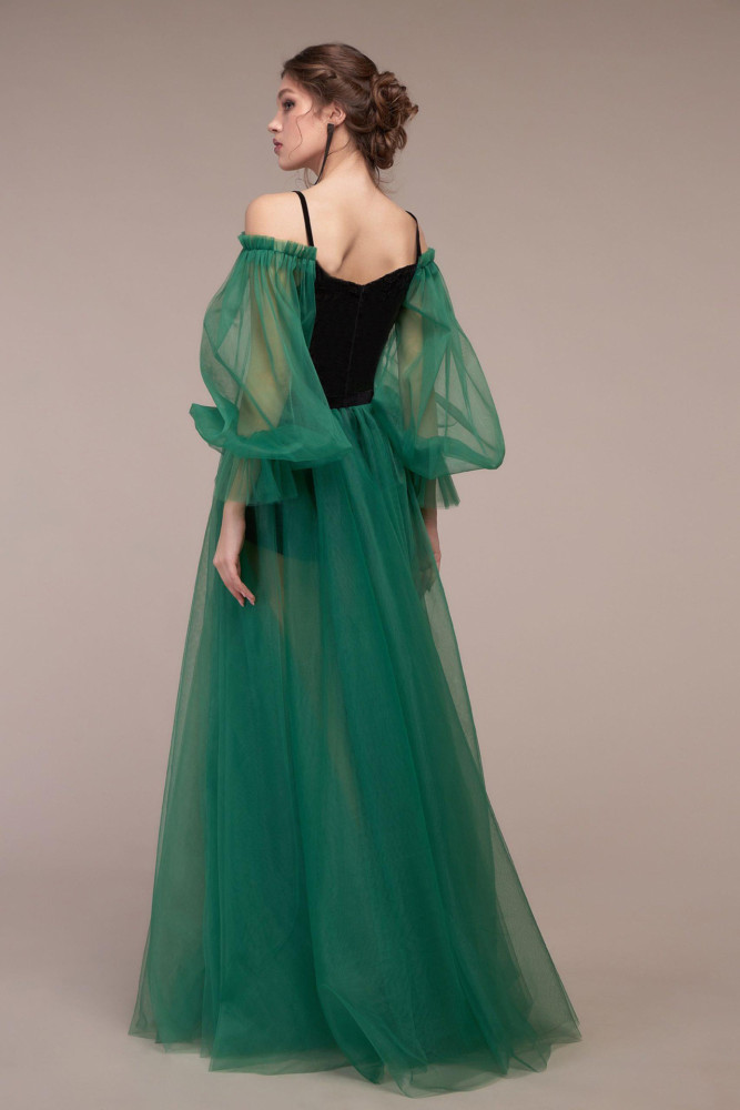 Long Puff Sleeve Off The Shoulder Evening Dresses