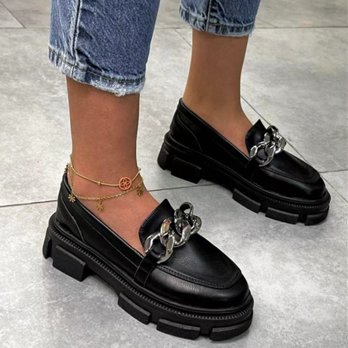 Women's Metal Chain Colorblock Designed Platform Sneakers