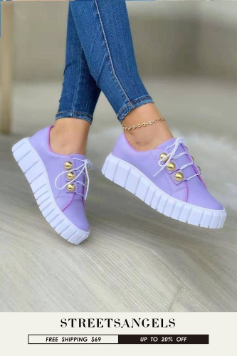 Women's Thick Sole Lace-Up Outdoor Comfortable Sneakers