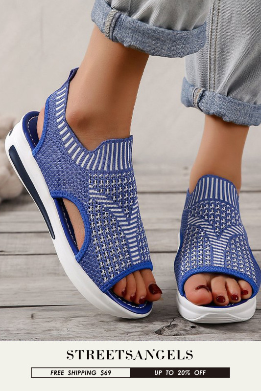 Women's Elastic Band Comfortable Platform Knitting Sandals