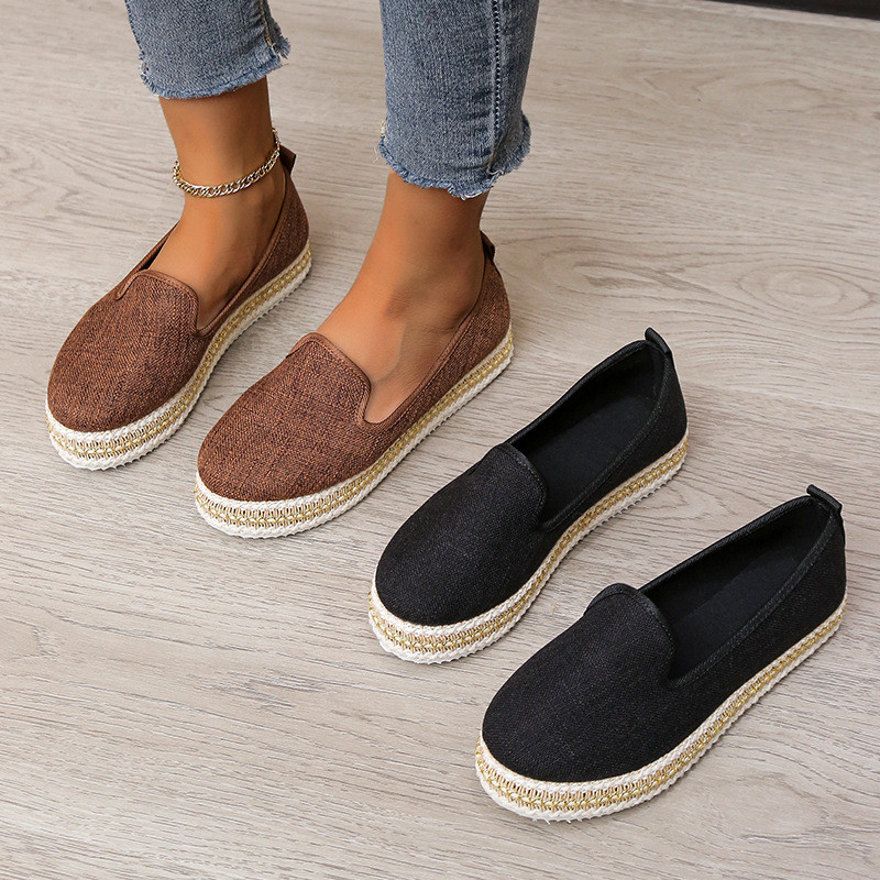 Women Thick Bottom Round Toe Slip on Casual Loafers