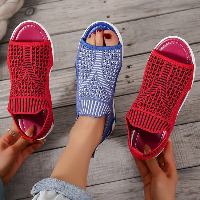 Women's Elastic Band Comfortable Platform Knitting Sandals