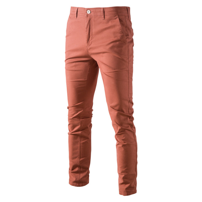 Men's Bottom Casual Cotton Solid Slim Fit Pants