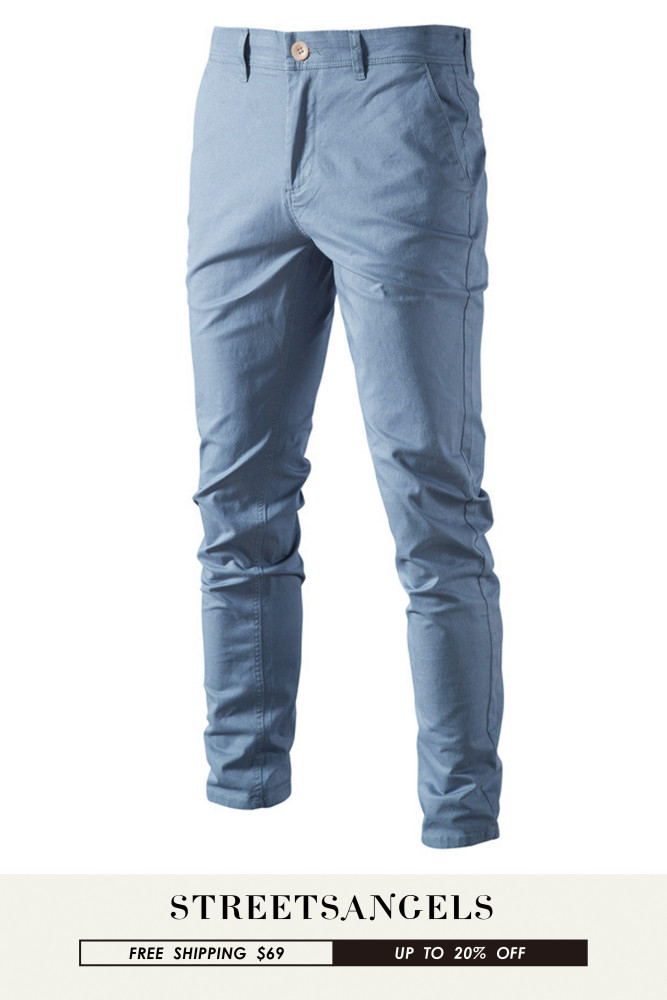 Men's Bottom Casual Cotton Solid Slim Fit Pants