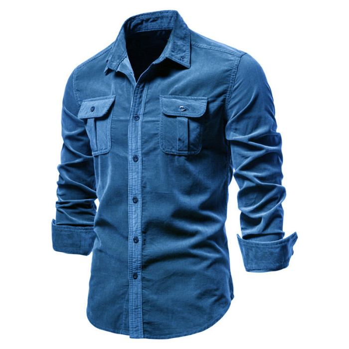 Men's Tops Fashion Solid Color Corduroy Shirts