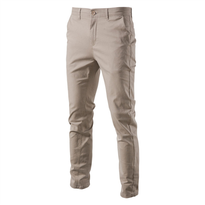 Men's Bottom Casual Cotton Solid Slim Fit Pants