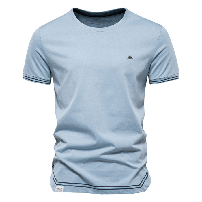 Fashion Solid Pure Cotton Men's Tops T-shirt