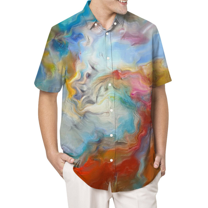 Men's Fashion 3D Digital Print Loose Casual Shirt