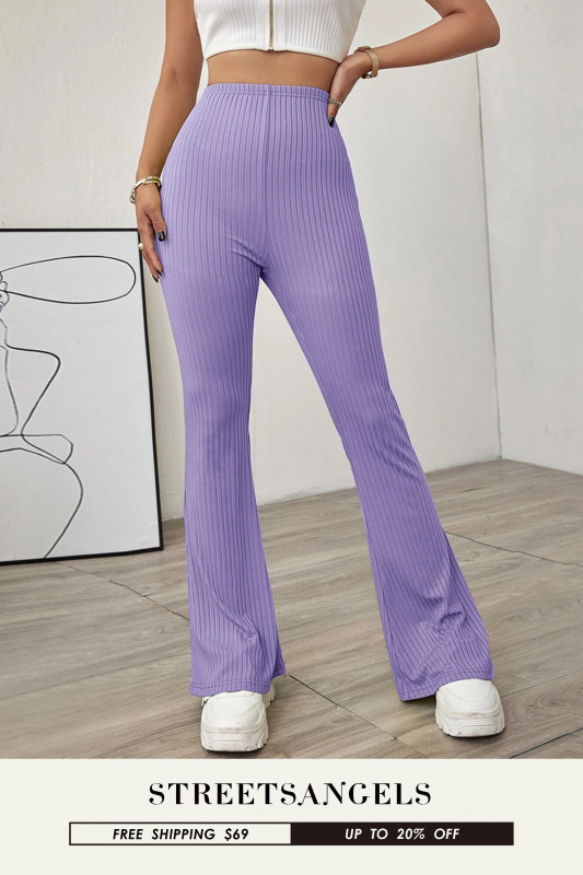 Women's Solid Color Fashion Street Slim High Waist Tight Sexy Flared Pants