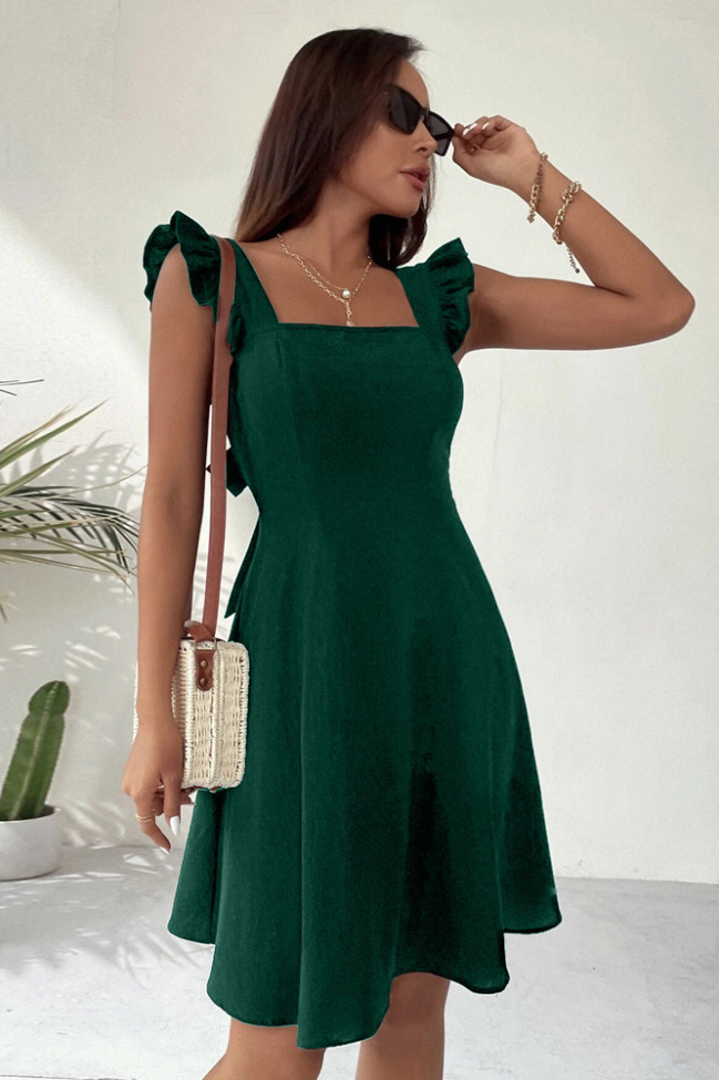 Ruffled Lace Up Mini Dress - Bold But Wearable